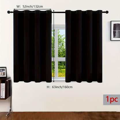 1pc Luxurious Thick Black Curtain - Ultimate Room Darkening, Insulation, Sunshade, Grommet Top - Perfect for Bay Windows, Balconies, Living Room, Bedroom, Office - Stylish Home Decor Essentials