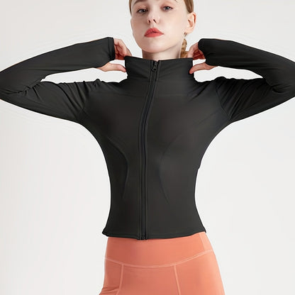 Antmvs Trendy Women's Long-sleeved Tight Sunscreen Yoga Suit, Stylish Fitness Running Yoga Sports Jacket