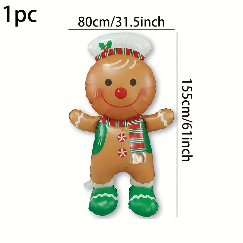 1pc Festive Christmas Gingerbread Chef Inflatable Balloon Set for 14+ Age Group, No Electricity Needed, Made of Durable Aluminum Film Material for Holiday Decor