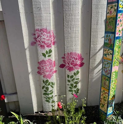 🌻Flower Stencil for Garden Fence Large Flower Stencils for Wall 14” Peony Templates for Painting on Wood Furniture