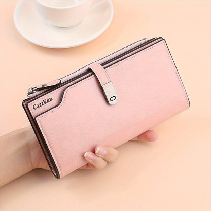 Women's Fashion Simple Large Capacity Long Wallet, Casual Tri-fold Multi-card Money Clip, Zipper Snap Coin Coin Purse, Gifts