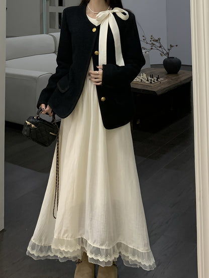 Antmvs Solid Color Button Front Coat, Chic Long Sleeve Outerwear For Fall & Winter, Women's Clothing