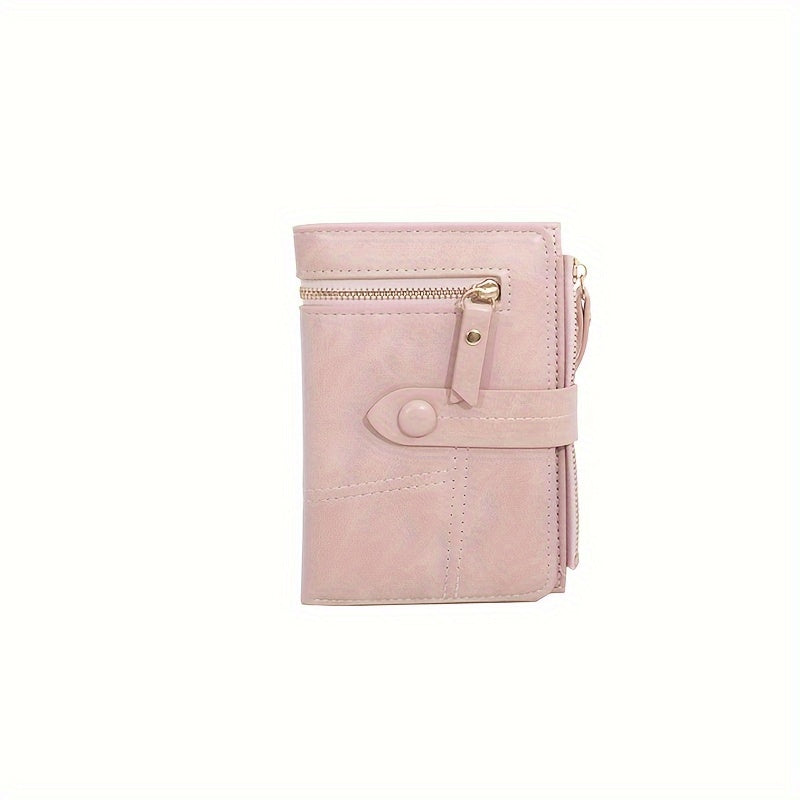 Folding Multifunctional Wallet, Solid Color Clutch Coin Purse, Classic Women's Credit Card Case