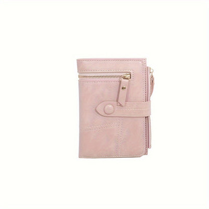 Folding Multifunctional Wallet, Solid Color Clutch Coin Purse, Classic Women's Credit Card Case