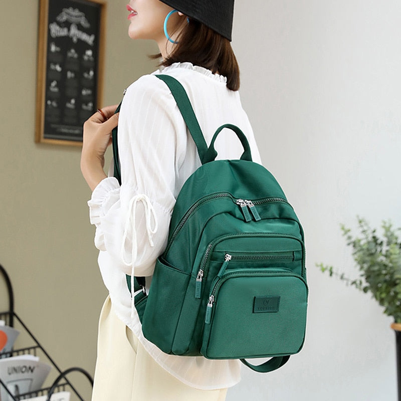 Antmvs Antmvs  New Dark Green Women's Backpack Waterproof Nylon Backpack Student School Bag Suitable For Girls' Small Travel Rucksack