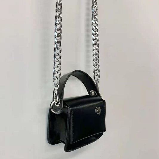 Antmvs Graduation Gift Women's Mini Wallet Luxury Handbags Simple Fashion Female Flap Shoulder Messenger Bags Cool Girls's Black Chain Crossbody Bag