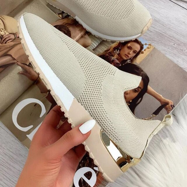 Antmvs  New Fashion Women Casual Shoes Mesh Breathable Comfortable Female Sneakers Summer Solid Color Slip On Ladies Walking Shoes