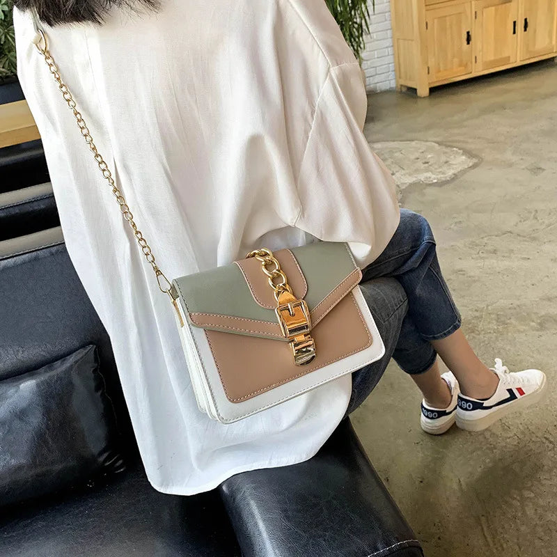 Antmvs Antmvs - Fashion Women Chain Crossbody Bag Leisure Splice Small Square Shoulder Bag Luxury Design Messenger Bag Travel Purse and Handbag