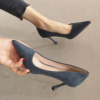 Antmvs   Ladies Shoe Women High Heel Fashion All-Match Comfortable Suede Pointed Toe Wear-Resistant Shoe Tacones Mujer Calzado Mujer