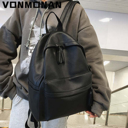 Antmvs Antmvs  Fashion Backpack New Casual Women Bagpack PU Solid Color Shoulder Bags Teenage Girls School Bags Mochilas Rucksacks Bookbag