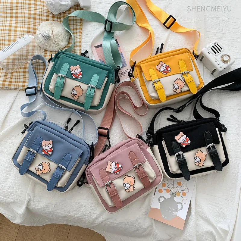 Antmvs Antmvs - Crossbody Female  New Cute Girl Canvas Student Korean Version One-shoulder Small Square Bag Multifunctional All-match Cross