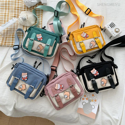 Antmvs Antmvs - Crossbody Female  New Cute Girl Canvas Student Korean Version One-shoulder Small Square Bag Multifunctional All-match Cross