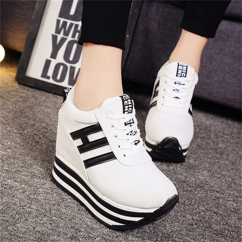 Antmvs  High Flat Platform 9Cm Height Increasing Casual Shoes Woman Spring New Hidden Wedge Sneakers Female Vulcanize Shoes