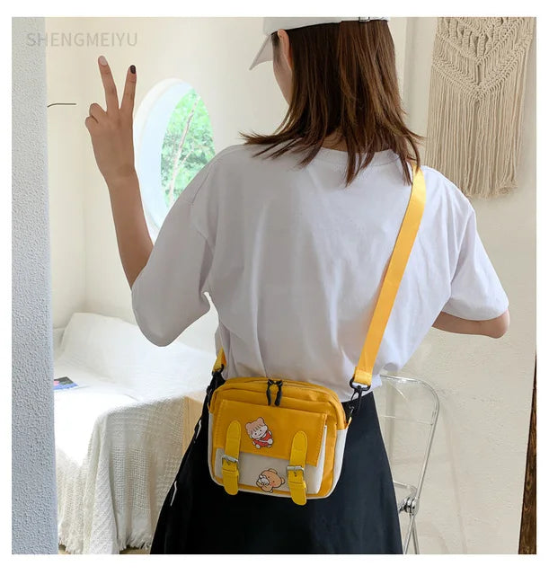 Antmvs Antmvs - Crossbody Female  New Cute Girl Canvas Student Korean Version One-shoulder Small Square Bag Multifunctional All-match Cross