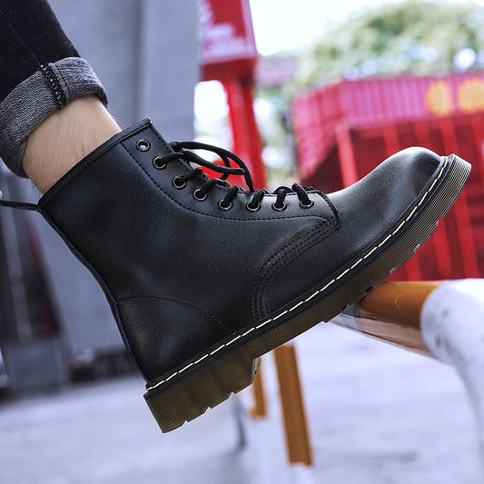 antmvs  Women Boots Leather Shoes High Top Fashion Winter Warm Snow Shoes Motorcycle Men Boots Couple Unisex Booties Bottes Pour Femmes