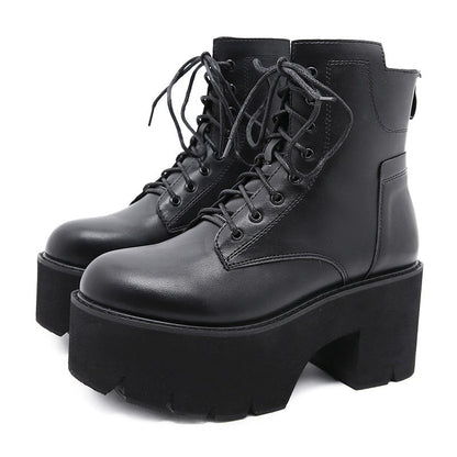 Thanksgiving  Antmvs   Women Ankle Boots Round Toe EVA Soft Material Lace-Up Female Short Boots Thick Platform Ladies Shoes Black