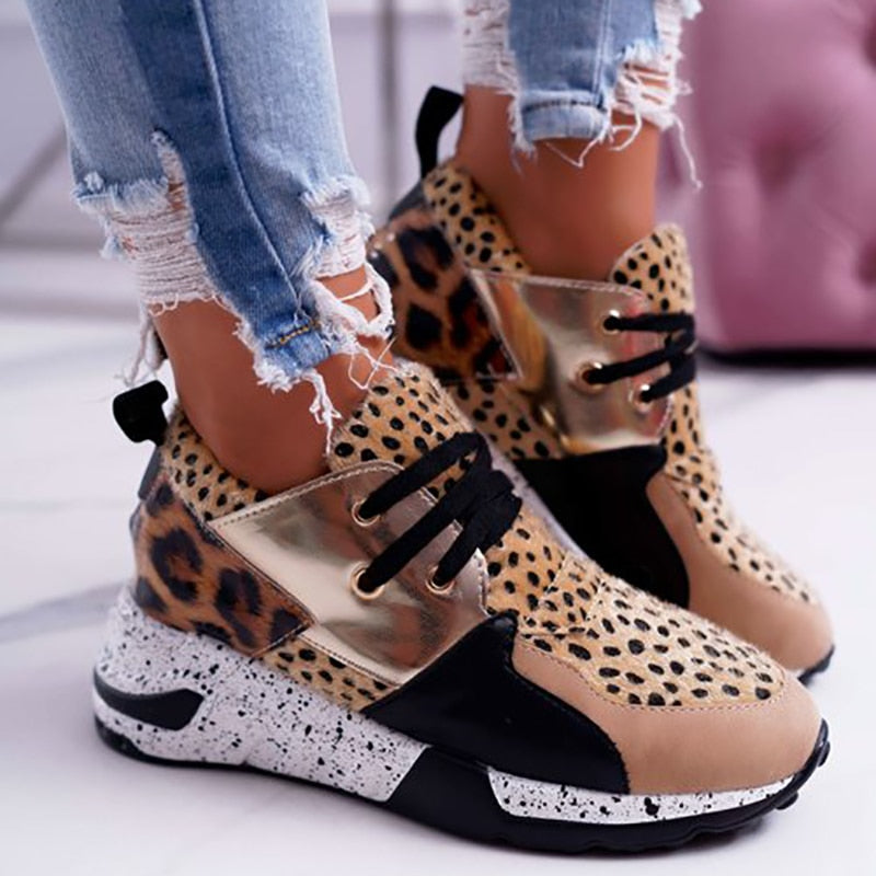 Antmvs  Summer Hot Lady Shoes Women Sneakers Leopard Mesh Breath Women Running Female Shoes Outdoor Flat Platform Zapatos Mujer