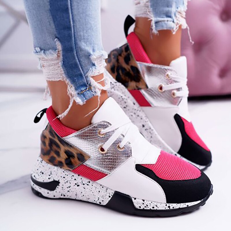 Antmvs  Summer Hot Lady Shoes Women Sneakers Leopard Mesh Breath Women Running Female Shoes Outdoor Flat Platform Zapatos Mujer