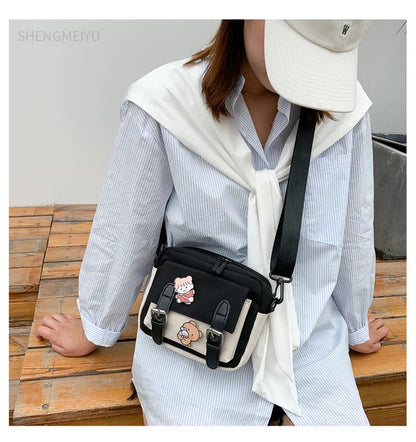 Antmvs Antmvs - Crossbody Female  New Cute Girl Canvas Student Korean Version One-shoulder Small Square Bag Multifunctional All-match Cross