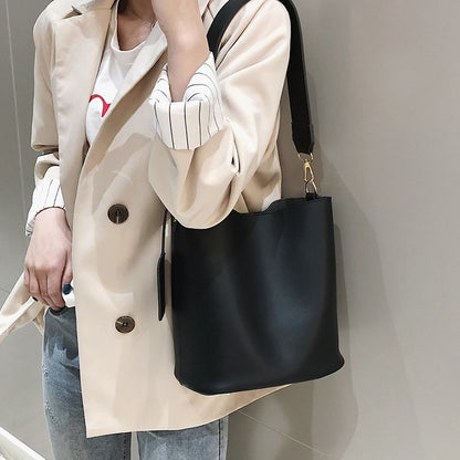 Antmvs Antmvs 2piece/set Fashion Designer Pu Leather Women's Handbags Good Casual Ladies Tote Female Black Bucket Women Shoulder Crossbody Bag