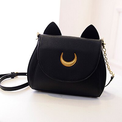 Antmvs Antmvs  New Summer Sailor Moon Ladies Handbag Black Luna Cat Shape Chain Shoulder Bag PU Leather Women Messenger Crossbody Small Bag