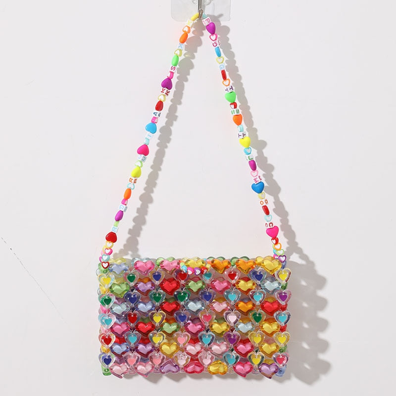 Antmvs Antmvs Love Beaded Bag DIY Hand Woven Bag Gir Summer Jelly Colorfull Purses and Handbags Luxury Designer Gift Beaded Mini Shoulder Bag