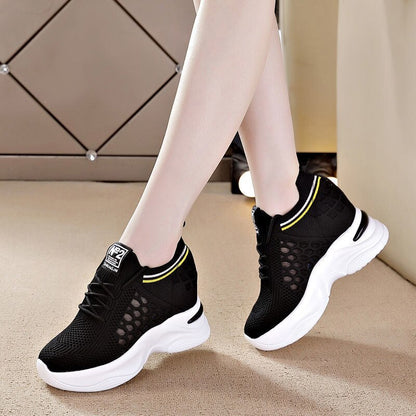 Antmvs  Women's Sneakers Spring Sequined Casual Shoes Women Platform Heels Wedges Height Increasing  Knitted Ladies Vulcanized Shoes