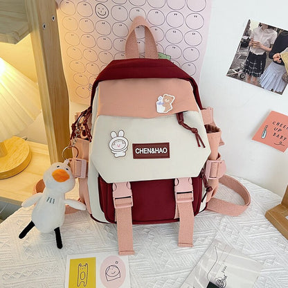 Antmvs Antmvs  Small Women's Backpack Mini Girls' Contrasting Color School Bag Waterproof Nylon Fabric Japanese Casual Girl Schoolbag Female