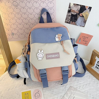 Antmvs Antmvs  Small Women's Backpack Mini Girls' Contrasting Color School Bag Waterproof Nylon Fabric Japanese Casual Girl Schoolbag Female