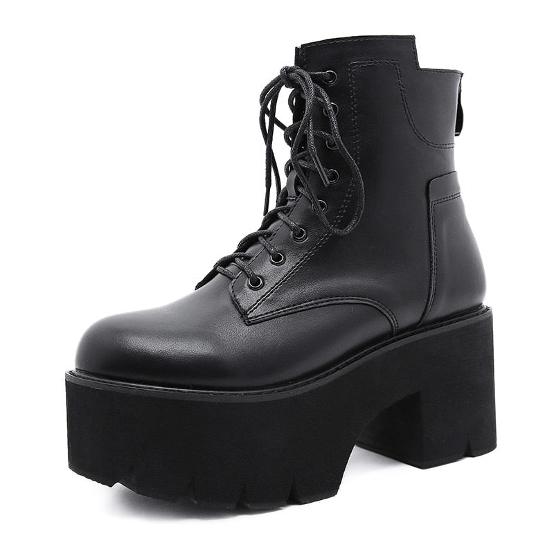 Thanksgiving  Antmvs   Women Ankle Boots Round Toe EVA Soft Material Lace-Up Female Short Boots Thick Platform Ladies Shoes Black