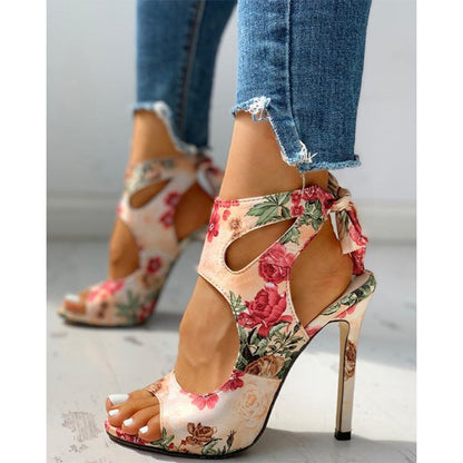 Antmvs   New Women Summer Thin High Heels Embroidered Peep Toe Gladiator Pumps Office Sandals Party Shoes