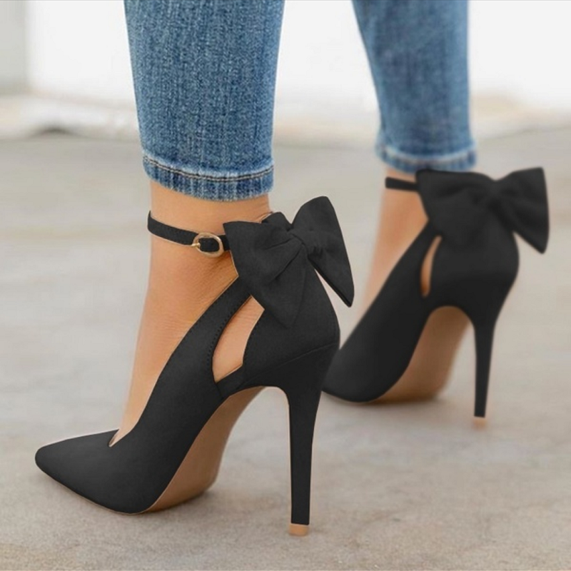 Antmvs    Bow Pumps Women High Heels Pointed Toe Stiletto Pumps   Party Woman Black Wedding Shoes Zapatos Mujer