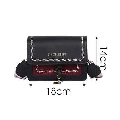 Antmvs Antmvs - Contrast color Leather Crossbody Bags For Women  Travel Handbag Fashion Simple Shoulder Messenger Bag Ladies Cross Body Bag