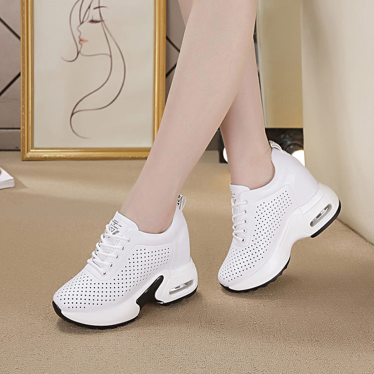 antmvs  Wedge Heel Platform Dad Shoes Chunky Sneakers Air Mesh Breathable Women Sneakers Pumps Summer Shoes Soft Leather Shoes