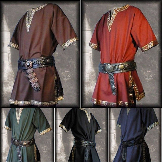 Antmvs Medieval Renaissance Costumes Men Nobleman Tunic Viking Aristocrat Chevalier Knight Warrior Halloween Cosplay Costumes no Belt