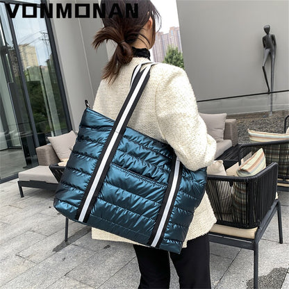 Antmvs Antmvs  New Quilted Tote Bag Padded with Down Cotton Women Shoulder Bag  Winter Trend Padding Handbag Purses Shopper Tote Bag