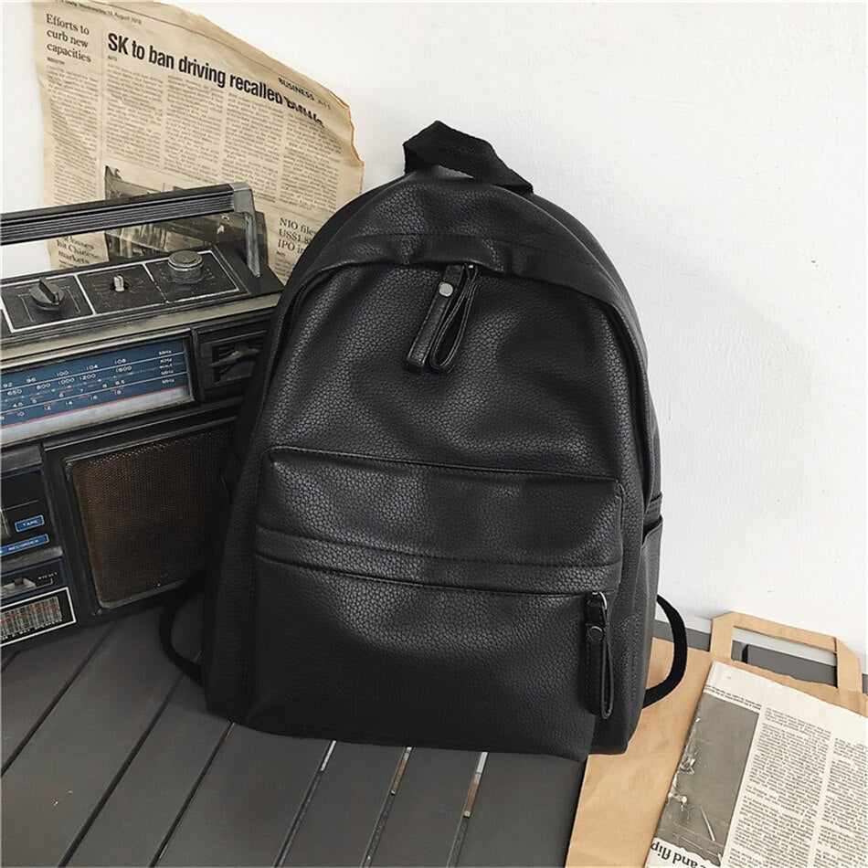 Antmvs Antmvs  Fashion Backpack New Casual Women Bagpack PU Solid Color Shoulder Bags Teenage Girls School Bags Mochilas Rucksacks Bookbag