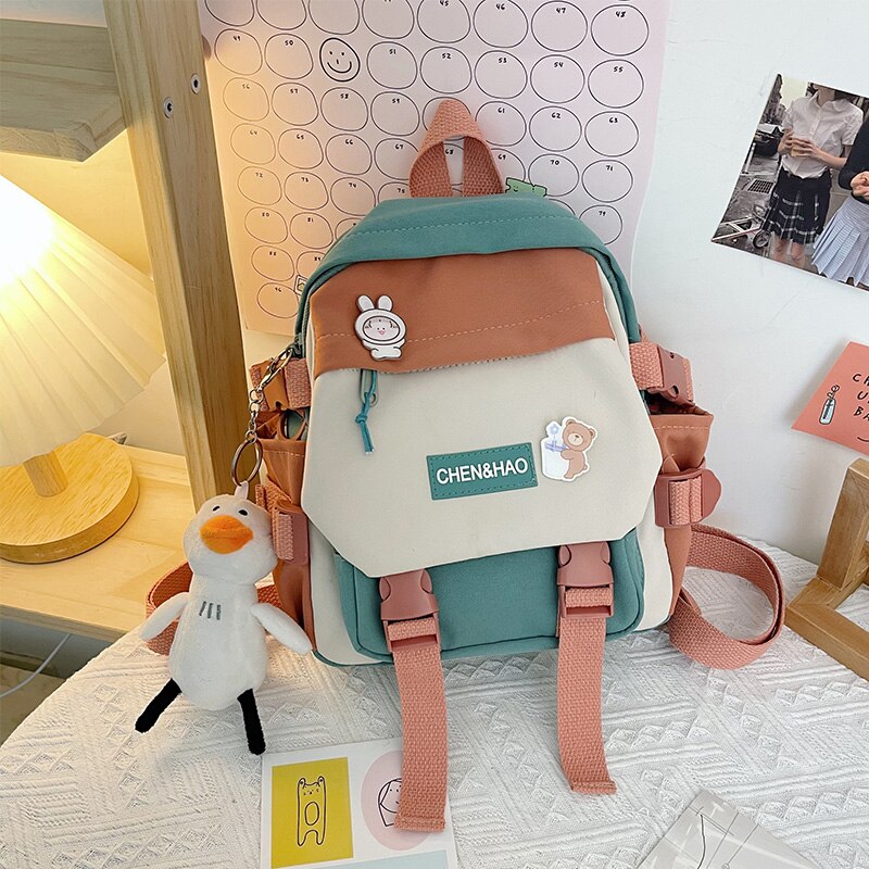 Antmvs Antmvs  Small Women's Backpack Mini Girls' Contrasting Color School Bag Waterproof Nylon Fabric Japanese Casual Girl Schoolbag Female