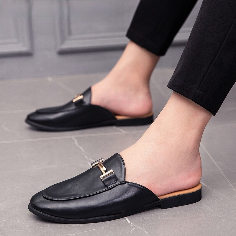 Antmvs  Black Half Shoes For Men Leather Shoes Men Mules Casual Shoes Men Fashion Sapato Social Masculino Mocassin Homme Chaussure