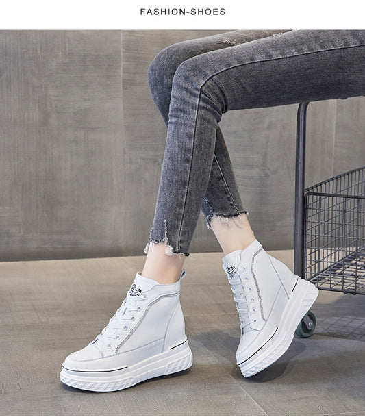 antmvs  Platform Wedge Sneakers Chunky Shoes Hidden Heel Increaded Height 7.5Cm Za Fashion Women Casual Shoes Genuine Leather