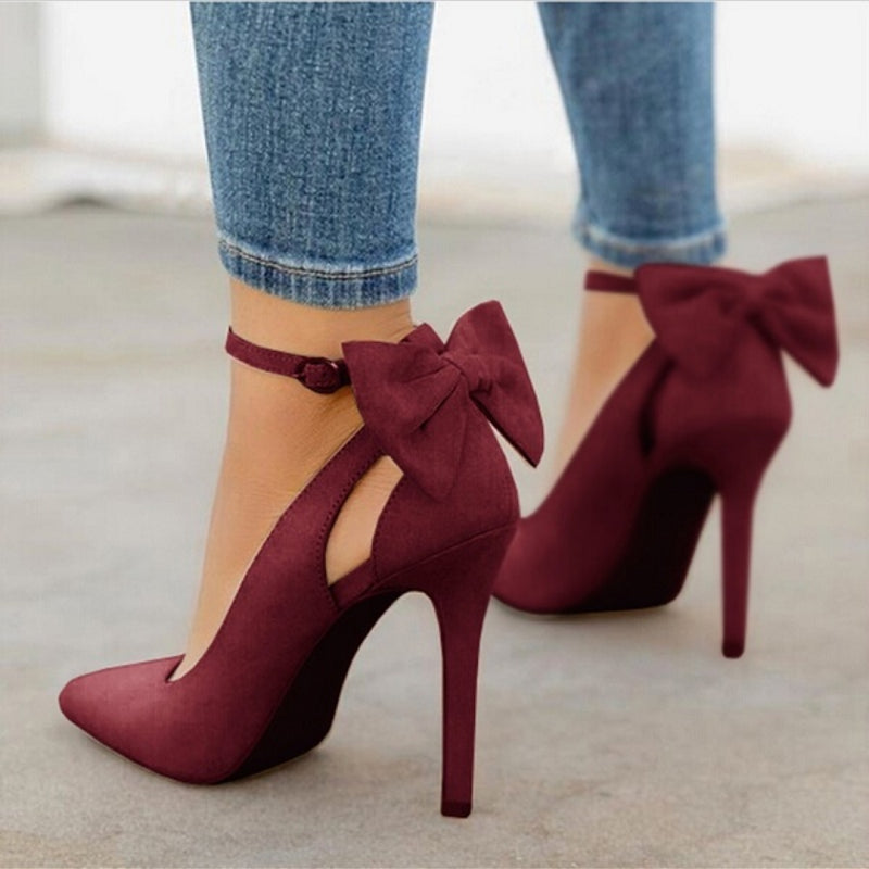 Antmvs    Bow Pumps Women High Heels Pointed Toe Stiletto Pumps   Party Woman Black Wedding Shoes Zapatos Mujer