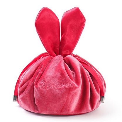 Antmvs Antmvs Cosmetic Bag Round Velvet Soft Makeup Bag Drawstring Rabbit Ear Travel Make Up Organizer Female Toiletry Beauty Storage For Gift