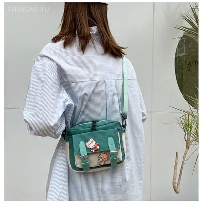 Antmvs Antmvs - Crossbody Female  New Cute Girl Canvas Student Korean Version One-shoulder Small Square Bag Multifunctional All-match Cross