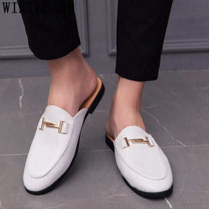 Antmvs  Black Half Shoes For Men Leather Shoes Men Mules Casual Shoes Men Fashion Sapato Social Masculino Mocassin Homme Chaussure