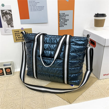 Antmvs Antmvs  New Quilted Tote Bag Padded with Down Cotton Women Shoulder Bag  Winter Trend Padding Handbag Purses Shopper Tote Bag