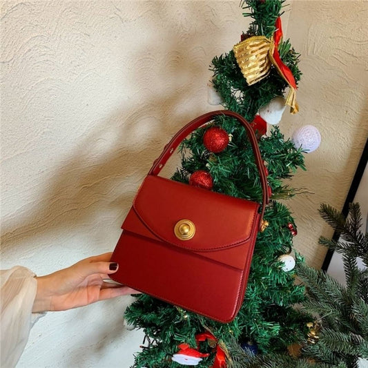 Antmvs Graduation Gift Vintage Pearl Chain Women Small Square Shoulder Bag Solid Color Female Messenger Bags Design PU Leather Ladies Handbags Tote