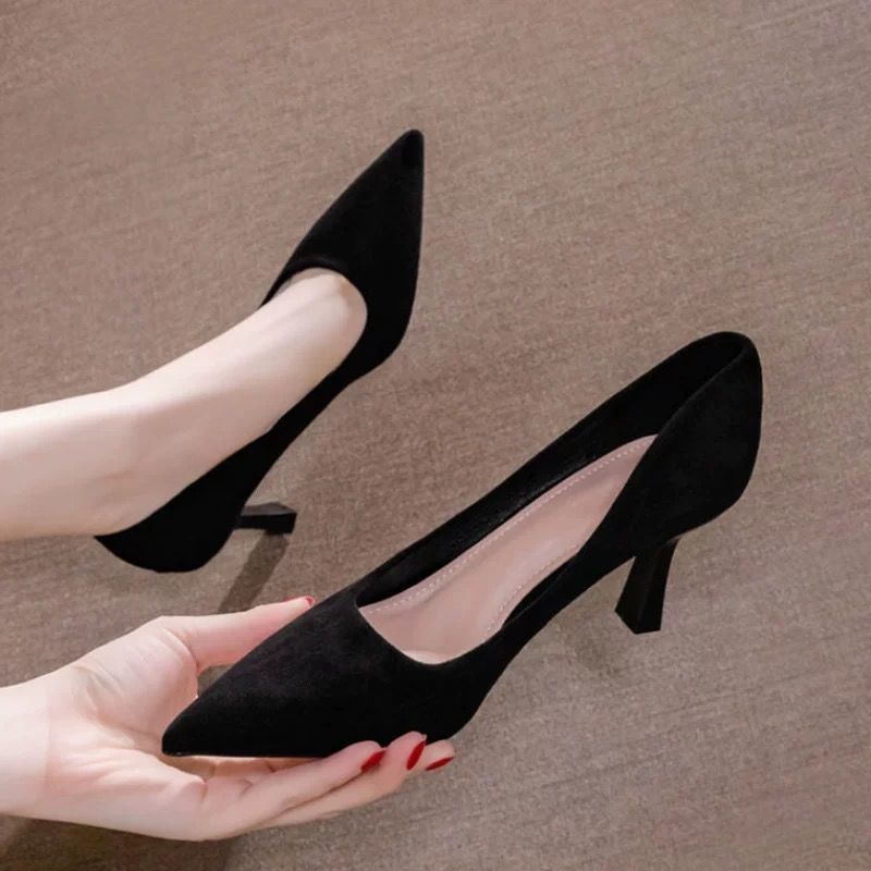 Antmvs   Ladies Shoe Women High Heel Fashion All-Match Comfortable Suede Pointed Toe Wear-Resistant Shoe Tacones Mujer Calzado Mujer