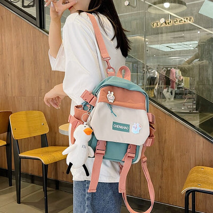 Antmvs Antmvs  Small Women's Backpack Mini Girls' Contrasting Color School Bag Waterproof Nylon Fabric Japanese Casual Girl Schoolbag Female