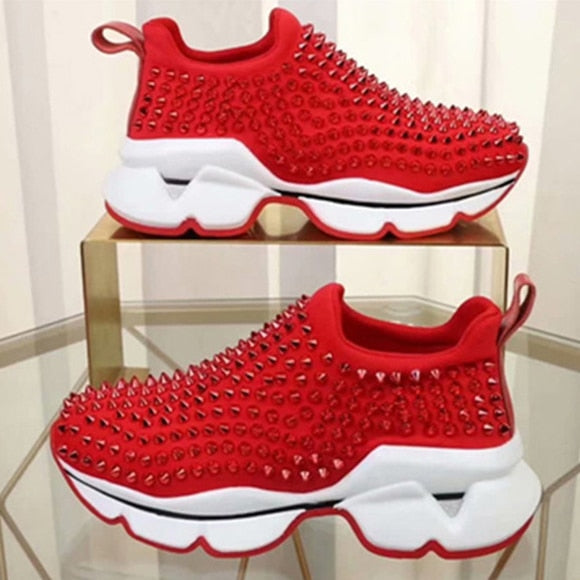 Antmvs Platform Sneakers With Non-Slip Rivets For Women Comfortable Sports Shoes For Seasons Tennis