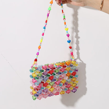 Antmvs Antmvs Love Beaded Bag DIY Hand Woven Bag Gir Summer Jelly Colorfull Purses and Handbags Luxury Designer Gift Beaded Mini Shoulder Bag